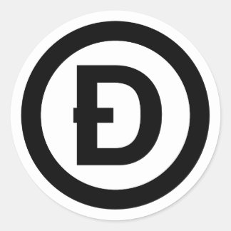 D with a Slash Dogecoin Round Sticker