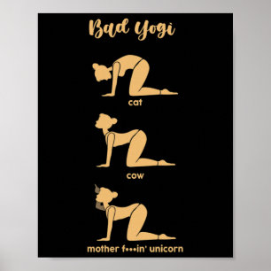 D Yogi Cat Cow Mother Unicorn Funny Yoga Meditatio Poster