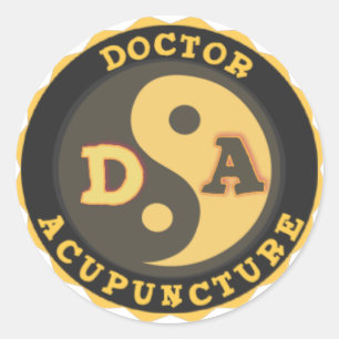 DA LOGO YIN YANG LOTUS FLOWER DOCTOR ACUPUNCTURE CLASSIC ROUND STICKER
