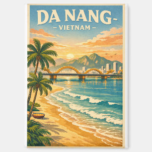 Da Nang city, Vietnam, in a classic retro Magnet