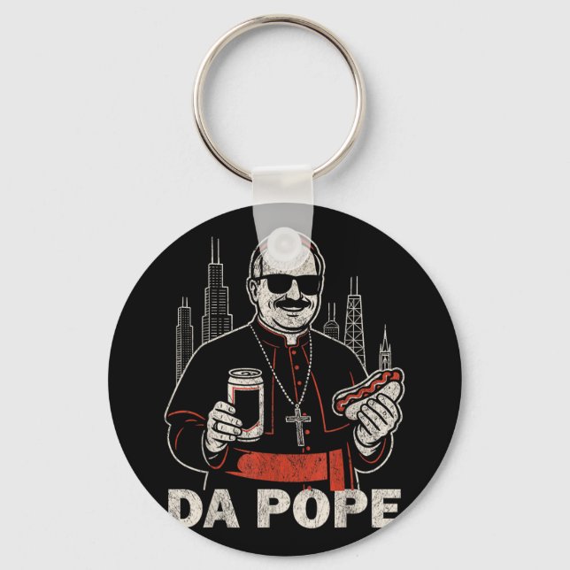 Da Pope From America Chicago Pope Leo Xiv Funny Vi Keychain (Front)