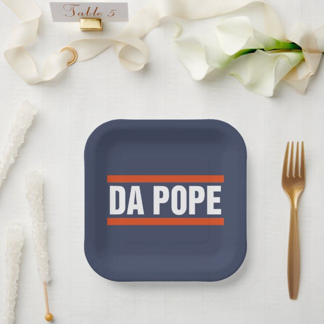 Da Pope From America Chicago Pope Leo XIV Provost Paper Plate (Wedding)