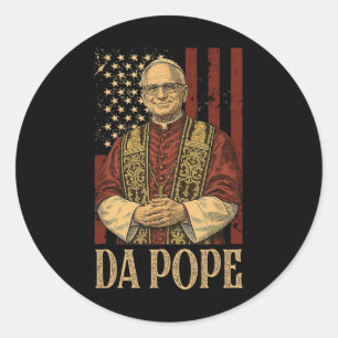 Da Pope Leo Xiv New Pope Funny Humour Men Women Classic Round Sticker