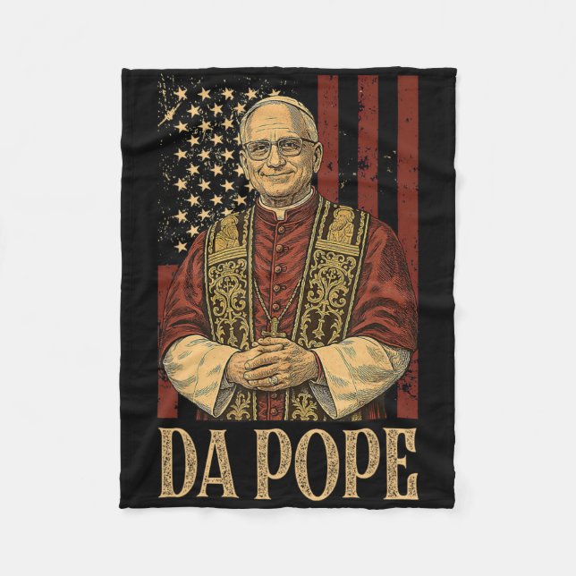 Da Pope Leo Xiv New Pope Funny Humour Men Women  Fleece Blanket (Front)