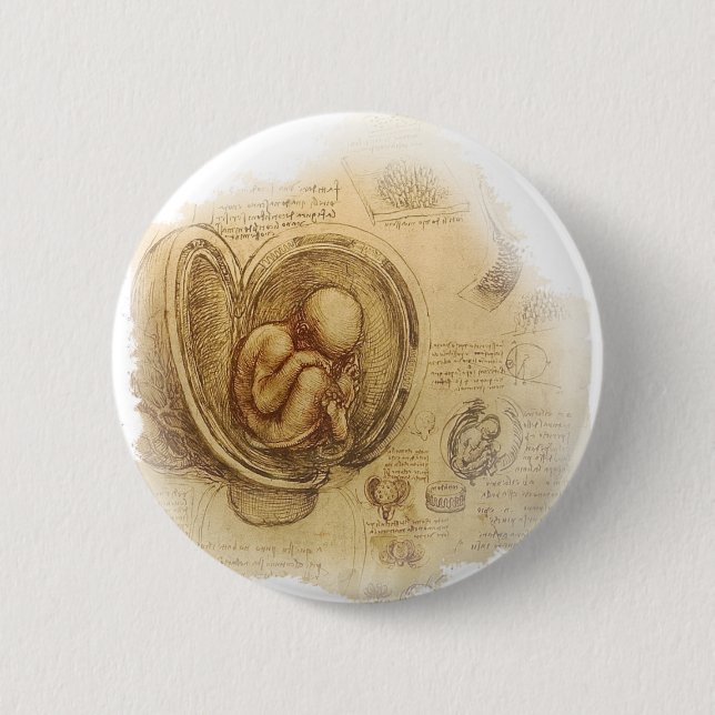 da Vinci - Embryo Sketch 2 Inch Round Button (Front)