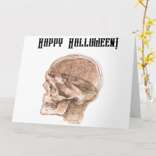 Da Vinci Halloween Science Anatomy Skull Print Card