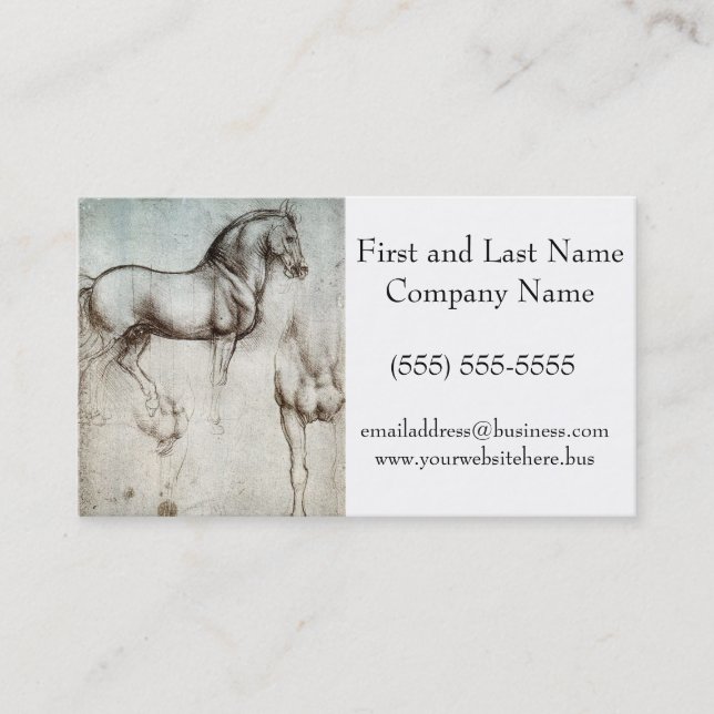 Da Vinci Horse Study Renaissance Sketch Fine Art Business Card (Front)