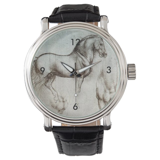 Da Vinci Horse Study Renaissance Sketch Fine Art Watch (Front)