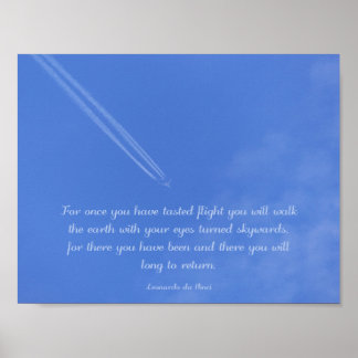 Da Vinci inspirational flight quote Poster