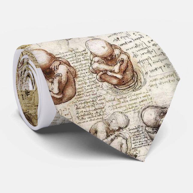 Da Vinci Notebook Fetus Drawings Tie (Rolled)