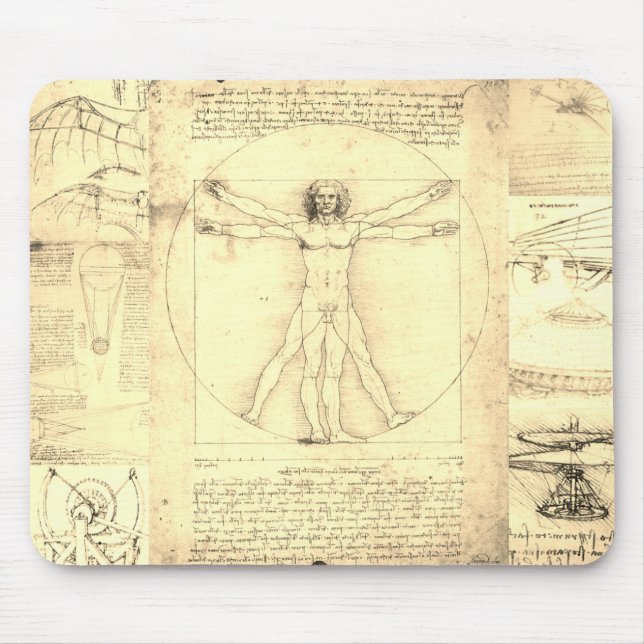 Da Vinci Vitruvian Collage Mouse Pad (Front)