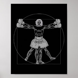 Da Vinci Vitruvian Man Muay Thai Mma Street Fight  Poster