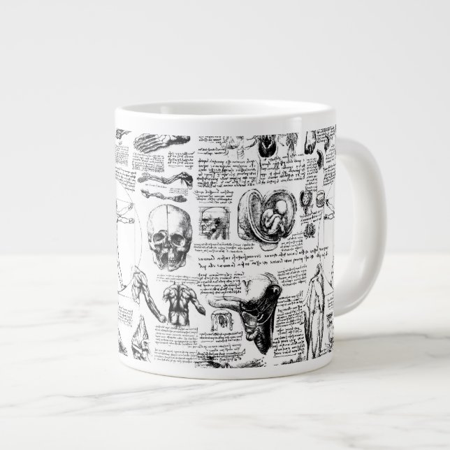 Da Vinci's Anatomy Sketchbook Large Coffee Mug (Front Right)