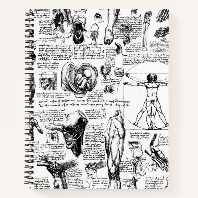 Da Vinci's Anatomy Sketchbook Notebook (Front)