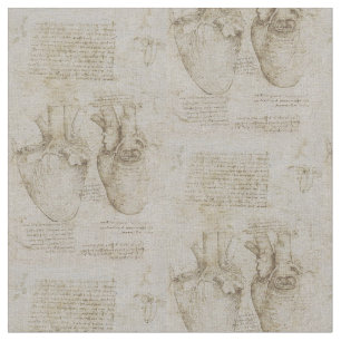 Da Vinci's Human Heart Anatomy Sketches Fabric