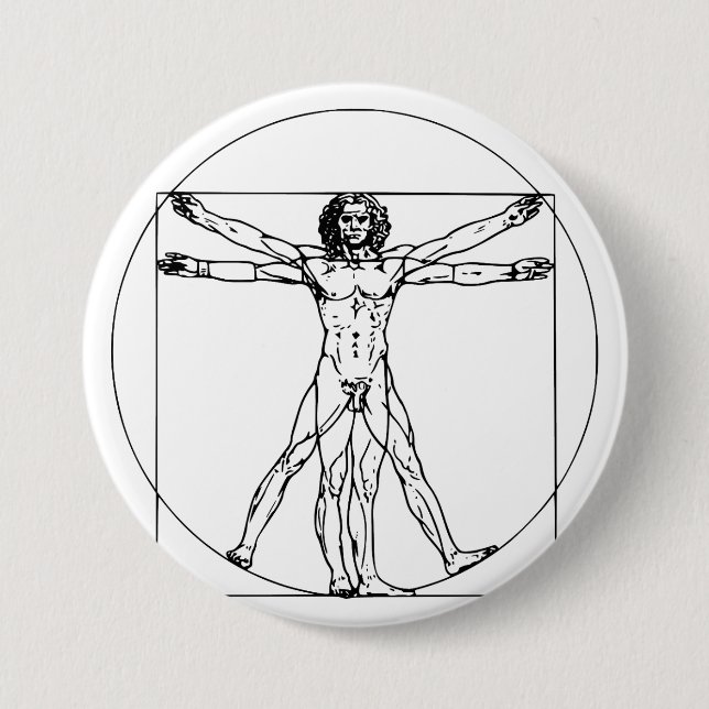 Da Vinci's Vitruvian Man 3 Inch Round Button (Front)