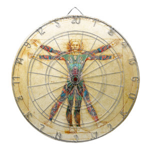 Da Vinci's Vitruvian man with tattoos Dartboard