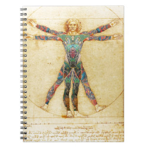 Da Vinci's Vitruvian man with tattoos Notebook
