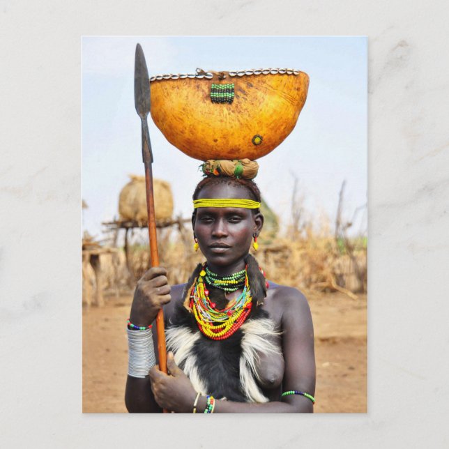 Daasanach Woman Carrying Water on her Head Postcard (Front)
