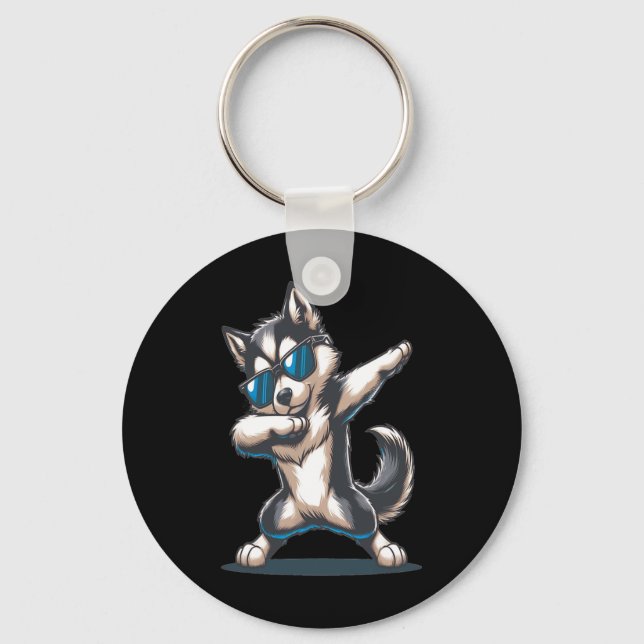 Dab Alaskan Klee Kai Dancing Dabbing Dog  Keychain (Front)