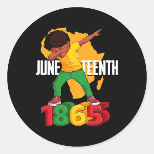 Dab Black Boy Juneteenth Kids 1865 Brown Skin Afro Classic Round Sticker