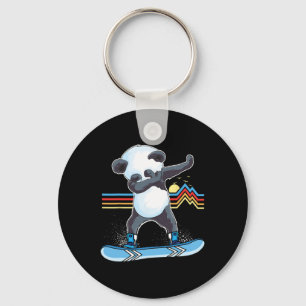 Dab Dance Panda Snowboarding Skiing Dabbing Panda Keychain