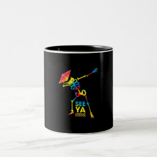 Dab Dance Skeleton Tie Dye Dabbing Graduate Skull Two-Tone Coffee Mug