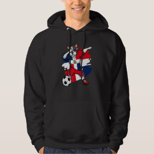 Dab French Bulldog Dominican Republic Soccer Fans Hoodie