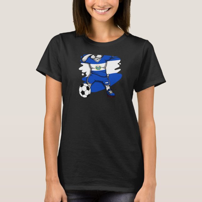 Dab French Bulldog El Salvador Soccer Fans Jersey  T-Shirt (Front)