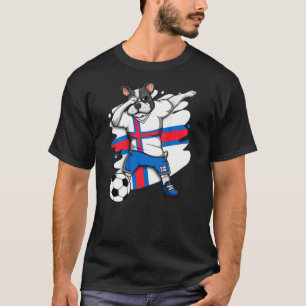 Dab French Bulldog Faroe Islands Soccer Fan Jersey T-Shirt