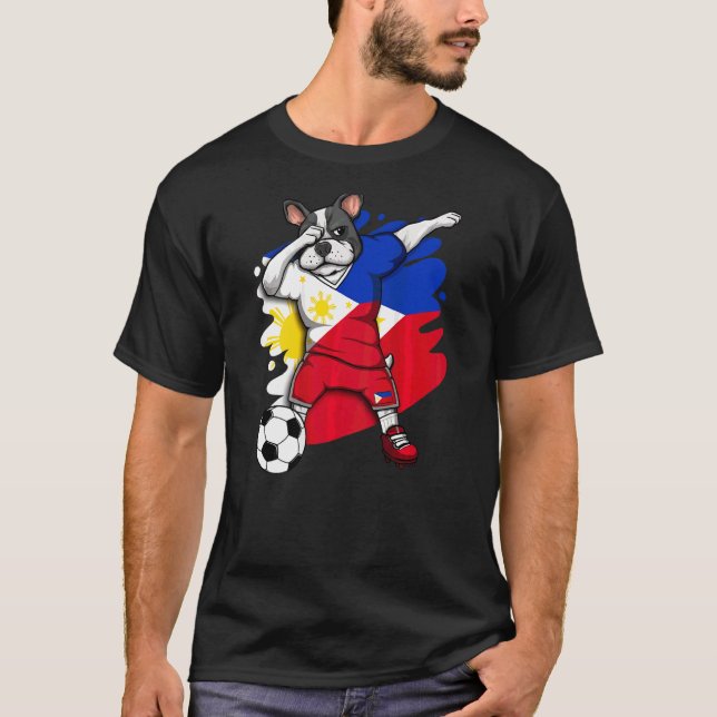 Dab French Bulldog Philippines Soccer Fans Jersey  T-Shirt (Front)