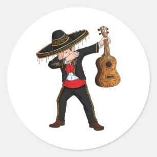 Dab Mexican Mariachi Costume Charro Sombrero Cinco Classic Round Sticker