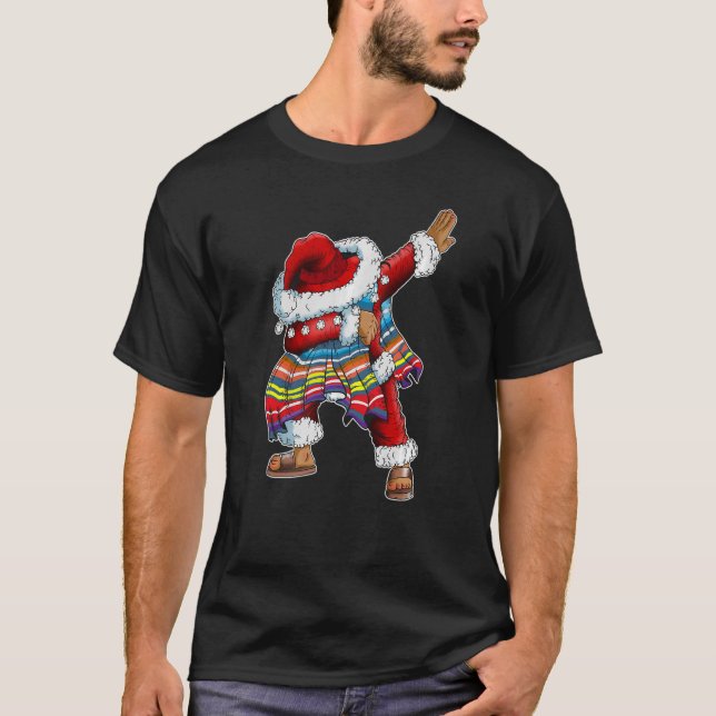 Dab Santa Claus With Mexican Poncho Is Dabbing T-Shirt (Front)