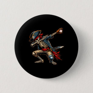 Dab Skeleton Dabbing Skeleton Pirate Baseball 2 Inch Round Button