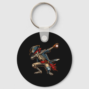 Dab Skeleton Dabbing Skeleton Pirate Baseball Keychain