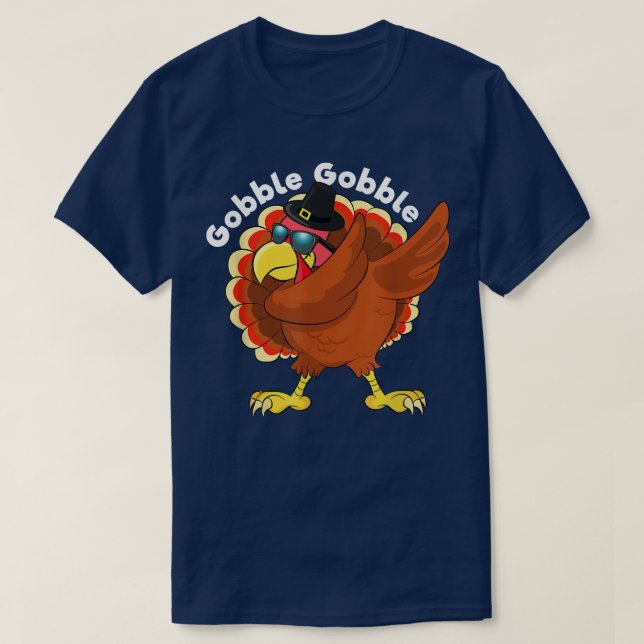 Dab Turkey Happy Thanksgiving Holiday Funny Design T-Shirt (Design Front)