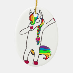 Dab unicorn ceramic ornament