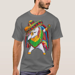 Dab Unicorn Poncho Sombrero Cinco De Mayo Kids Gir T-Shirt
