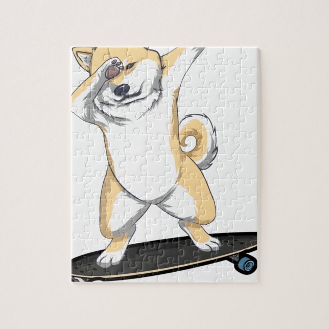 Dabbinbg Shiba Inu on Skateboard Coffee Mug Jigsaw Puzzle (Vertical)