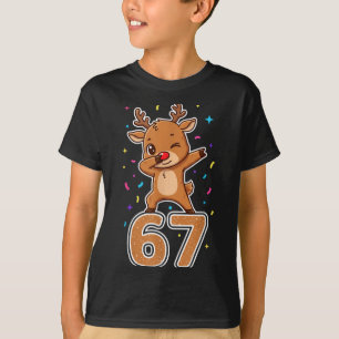 Dabbing 67 Reindeer 67 Funny Six Seven Meme Gen Z  T-Shirt