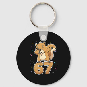 Dabbing 67 Squirrel 67 Funny Six Seven Gen Z Slang Keychain