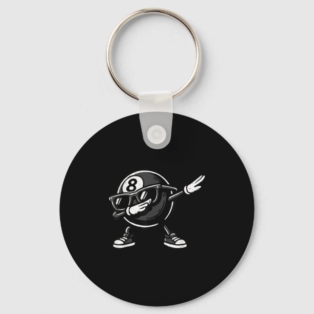 Dabbing 8 Ball Billiard Funny Ol Player Dab Dance  Keychain (Front)