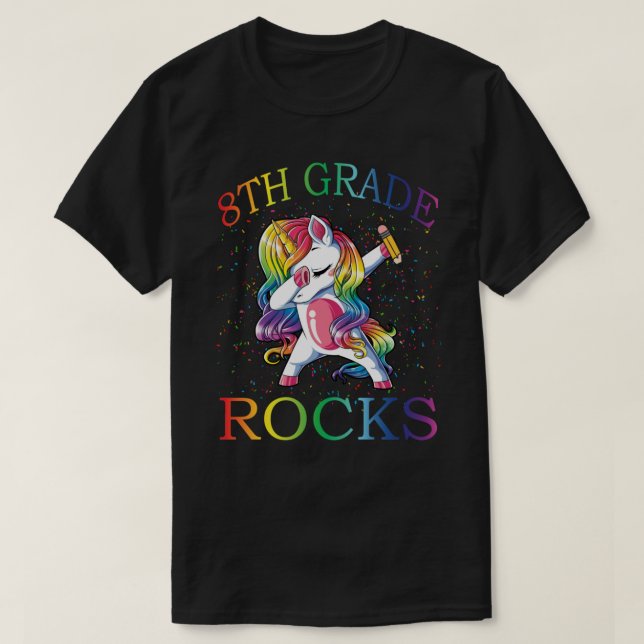 Dabbing 8E Grade Enseignant Unicorn Tshirt 1er jou (Design devant)