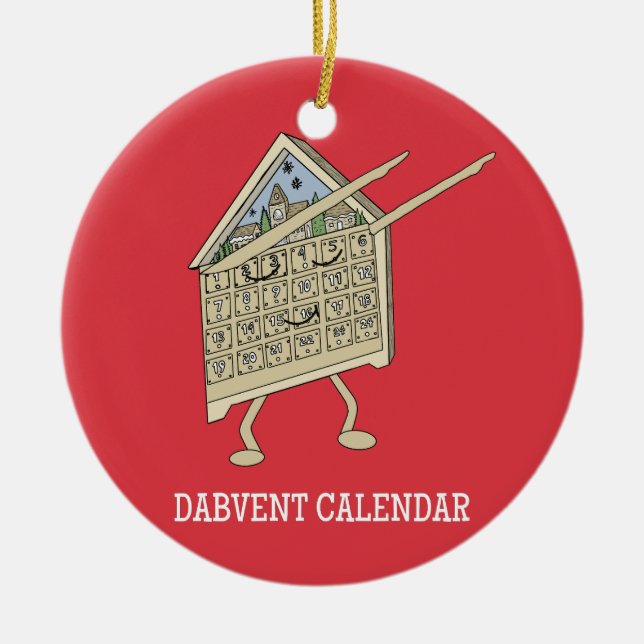 Dabbing Advent Calendar Funny Christian Religious Ceramic Ornament (Front)