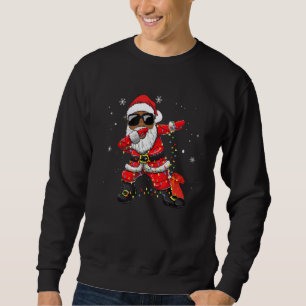 Dabbing African American Santa  Christmas Tree Lig Sweatshirt