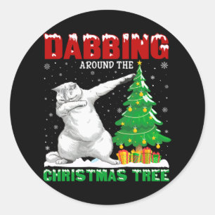 Dabbing Around The Christmas Tree Persian Cat Xmas Classic Round Sticker