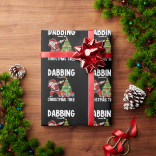 Dabbing Around the Christmas Tree Santa Holiday Wrapping Paper