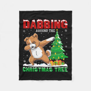 Dabbing Around The Christmas Tree Zuchon Dog Xmas Fleece Blanket