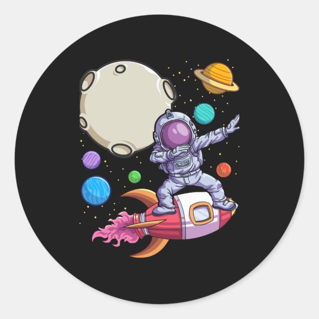 Dabbing Astronaut 12 Yrs Old Birthday Boy 12th Bir Classic Round Sticker (Front)