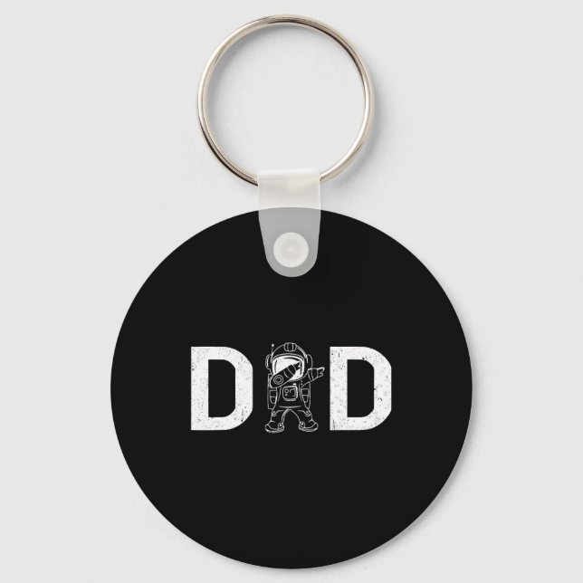 Dabbing Astronaut Daddy Dad Outer Space Planet Fat Keychain (Front)